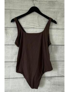 Auden Luxury Collection Brown Luxe Stretch Fully Lined Bodysuit Women Size XXL